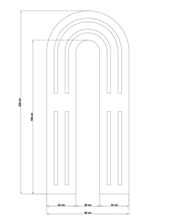 Parete decorativa liscia S6 (triplo arco)